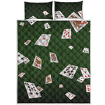 Flying Poker Cards Print Quilt Bed Set