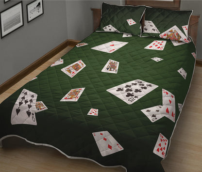 Flying Poker Cards Print Quilt Bed Set