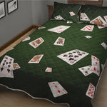 Flying Poker Cards Print Quilt Bed Set