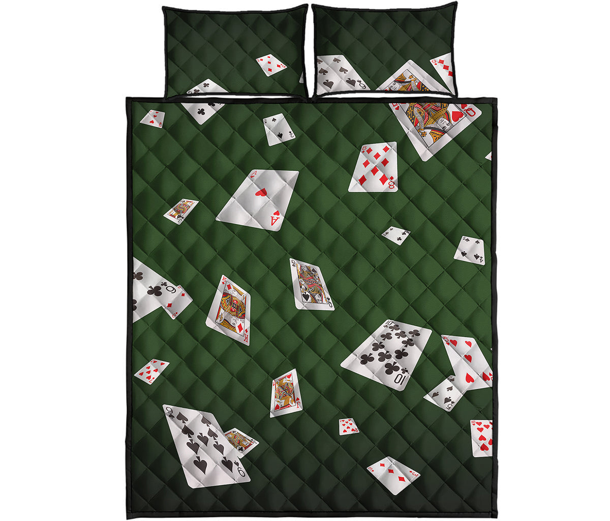 Flying Poker Cards Print Quilt Bed Set