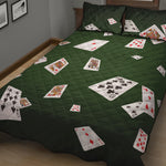 Flying Poker Cards Print Quilt Bed Set