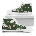 Flying Poker Cards Print White High Top Sneakers