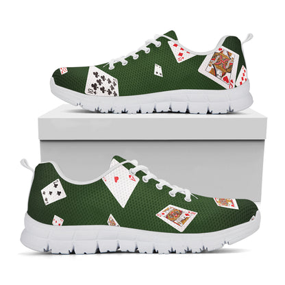 Flying Poker Cards Print White Sneakers