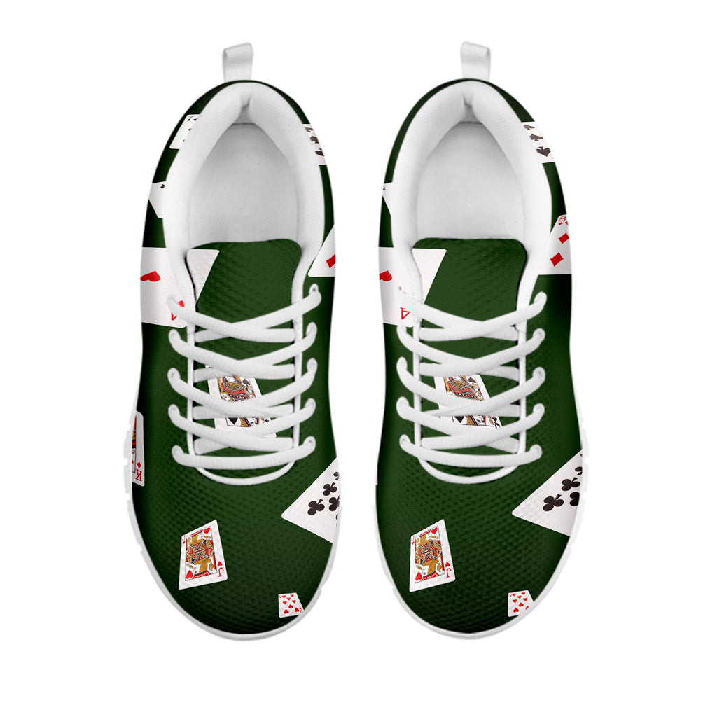 Flying Poker Cards Print White Sneakers