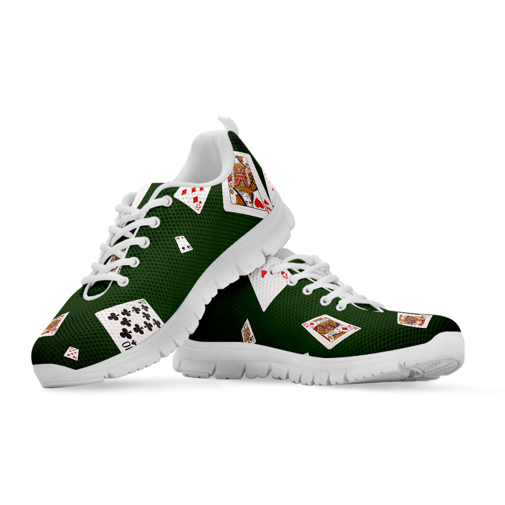 Flying Poker Cards Print White Sneakers