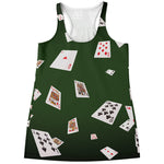 Flying Poker Cards Print Women's Racerback Tank Top