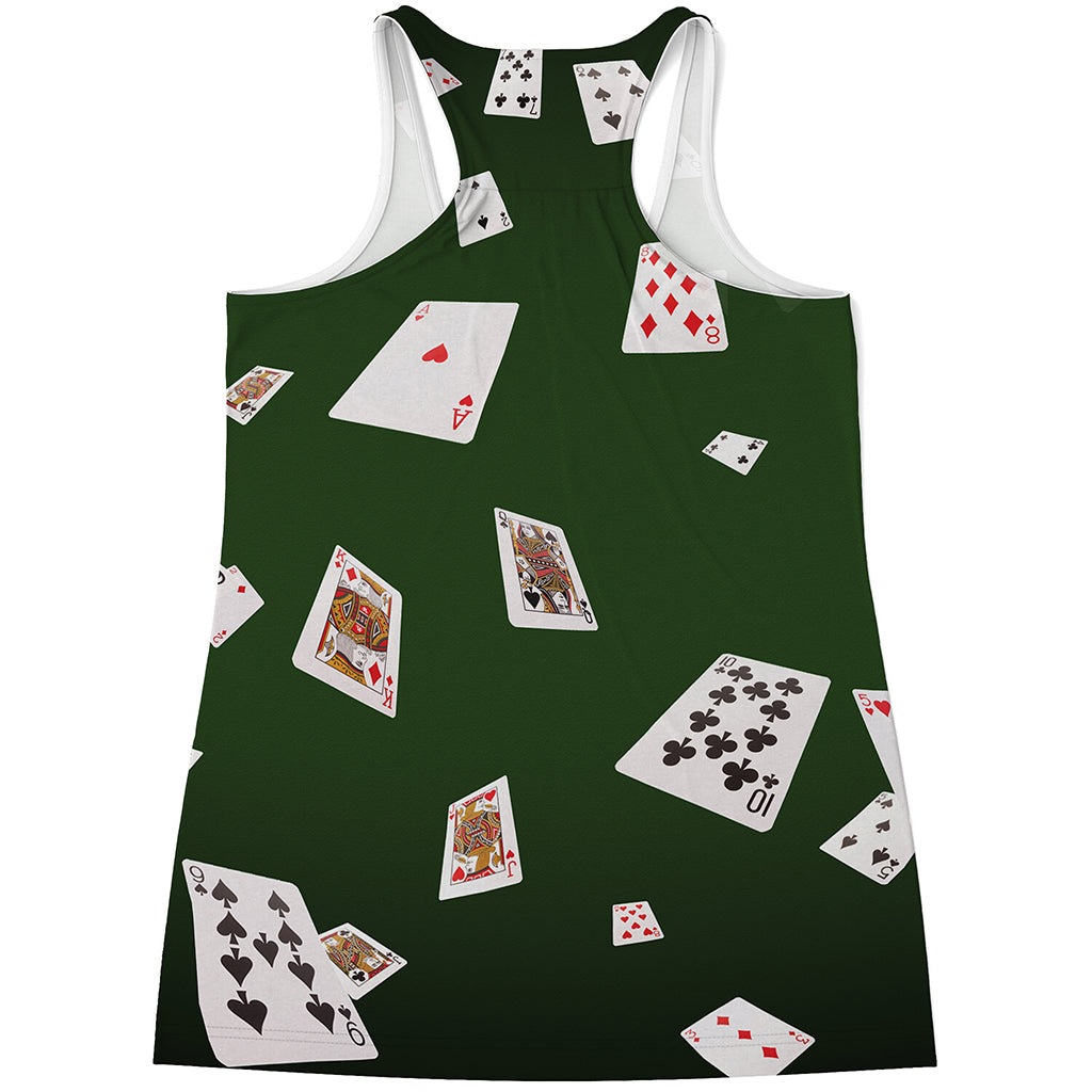 Flying Poker Cards Print Women's Racerback Tank Top