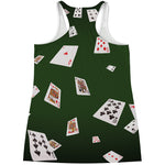 Flying Poker Cards Print Women's Racerback Tank Top