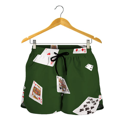 Flying Poker Cards Print Women's Shorts
