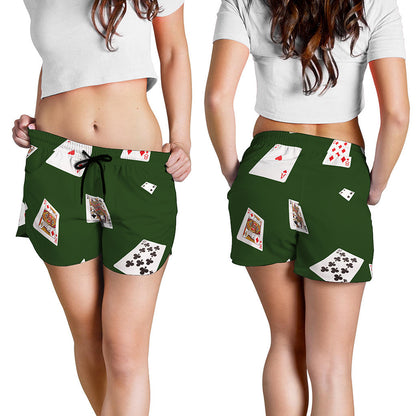 Flying Poker Cards Print Women's Shorts