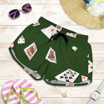 Flying Poker Cards Print Women's Shorts