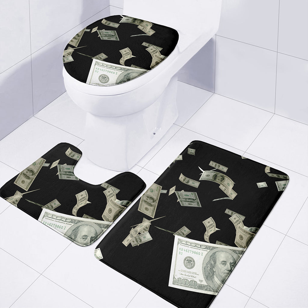 Flying US Dollar Print 3 Piece Bath Mat Set