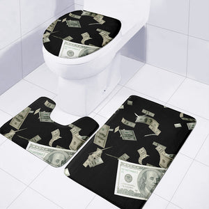 Flying US Dollar Print 3 Piece Bath Mat Set