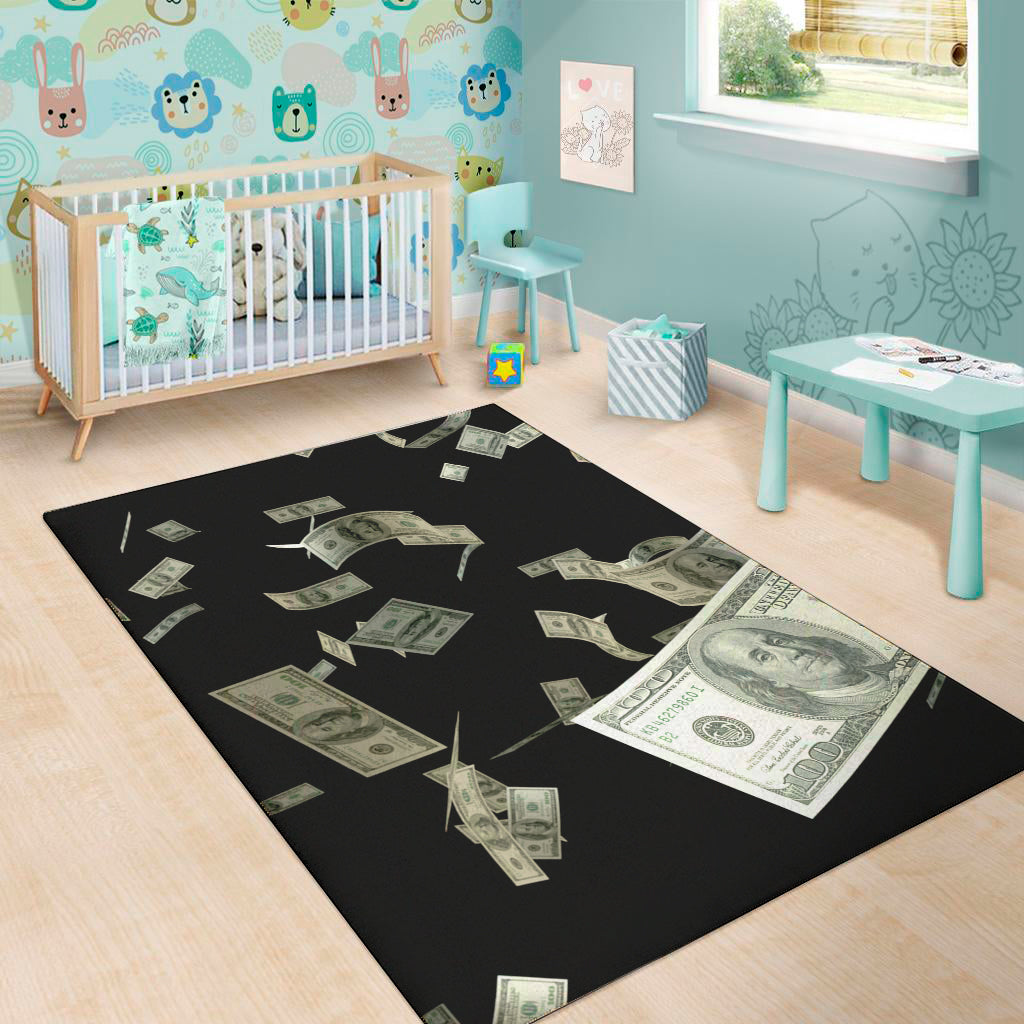 Flying US Dollar Print Area Rug