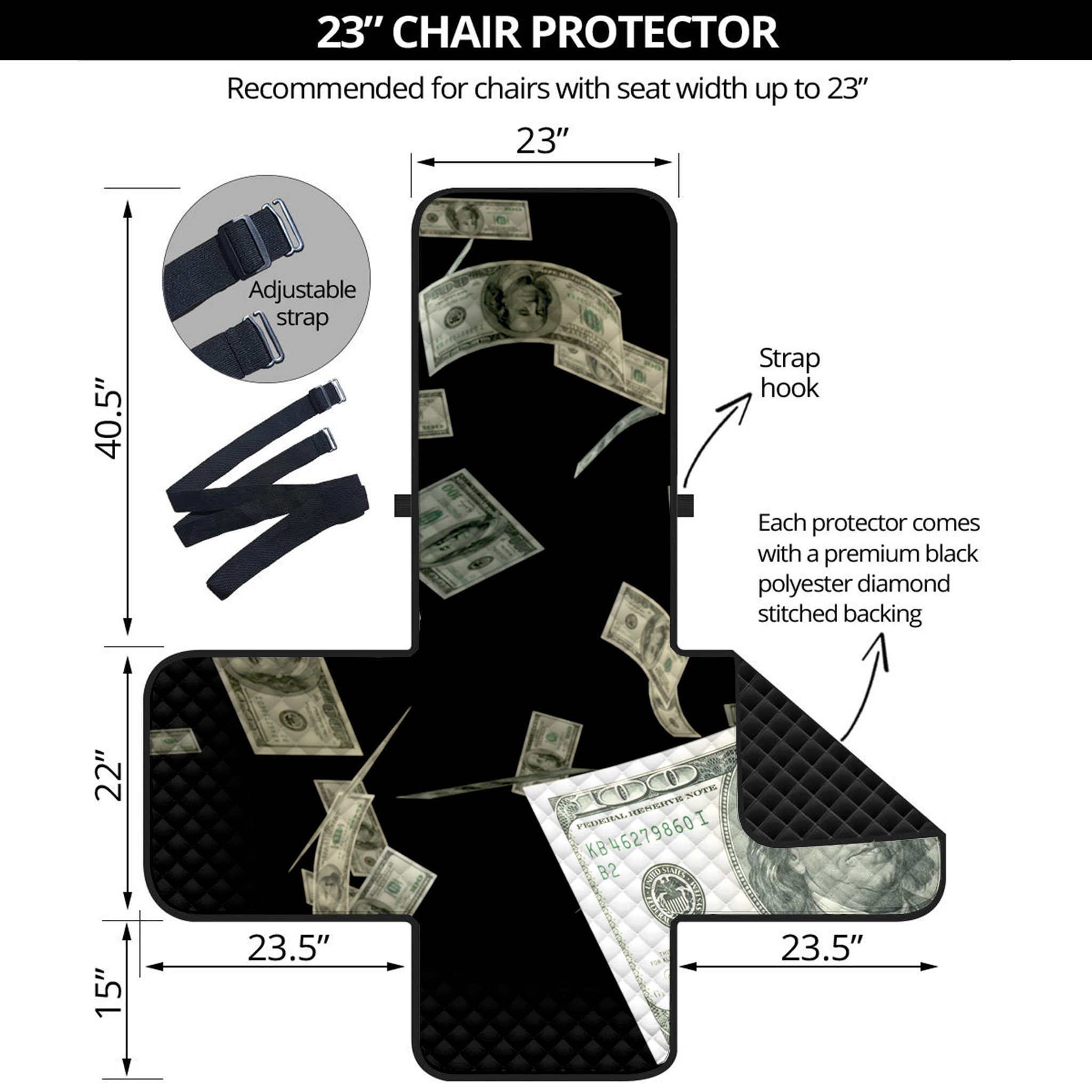 Flying US Dollar Print Armchair Protector