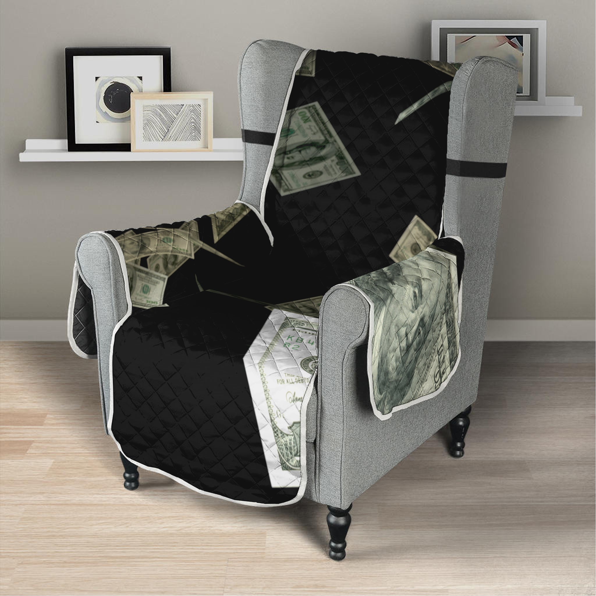 Flying US Dollar Print Armchair Protector