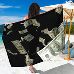 Flying US Dollar Print Beach Sarong Wrap