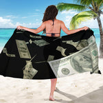 Flying US Dollar Print Beach Sarong Wrap