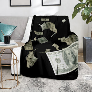 Flying US Dollar Print Blanket