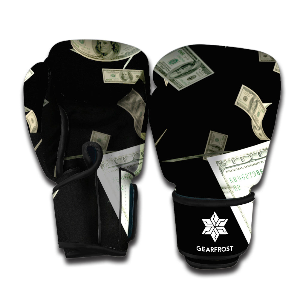 Flying US Dollar Print Boxing Gloves