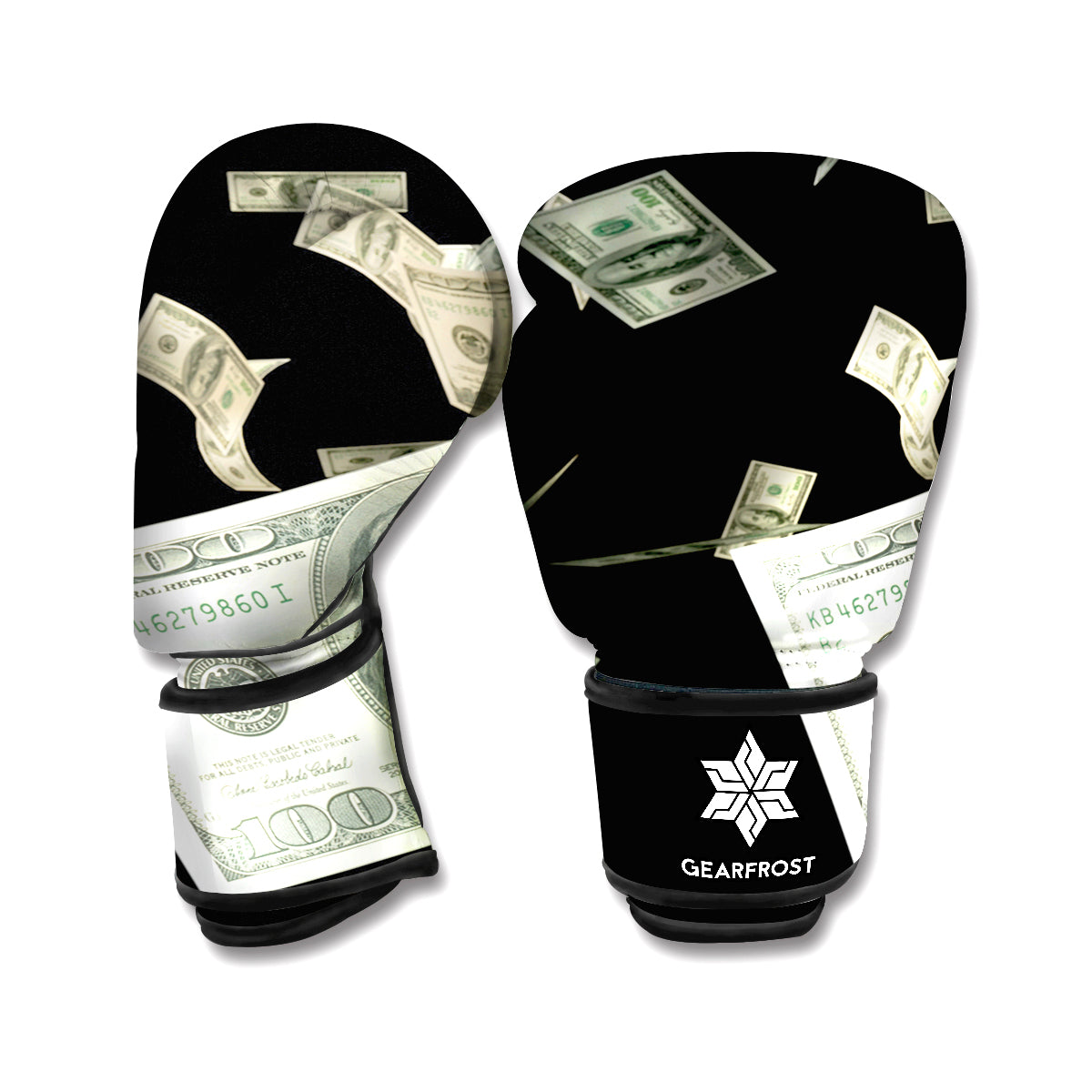 Flying US Dollar Print Boxing Gloves