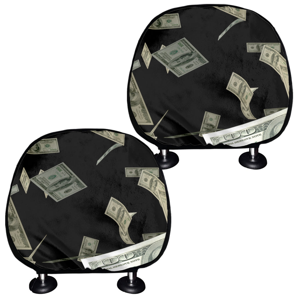 Flying US Dollar Print Car Headrest Covers