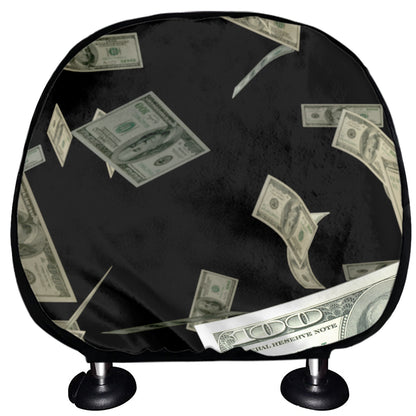 Flying US Dollar Print Car Headrest Covers