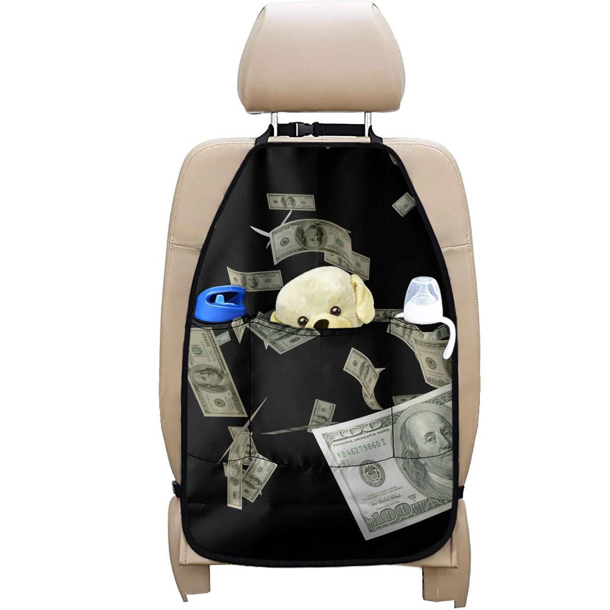 Flying US Dollar Print Car Seat Organizers