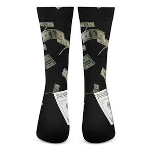 Flying US Dollar Print Crew Socks