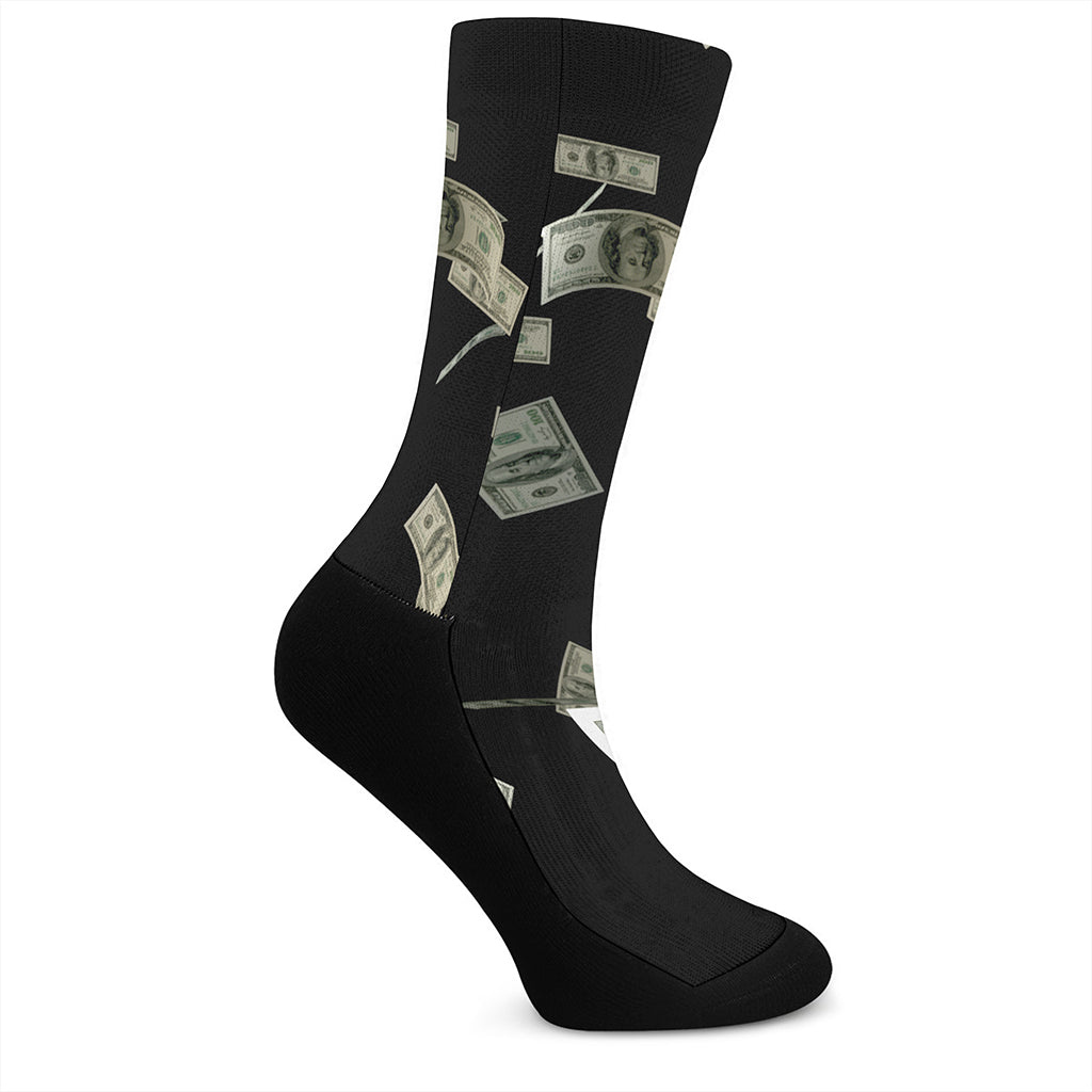 Flying US Dollar Print Crew Socks