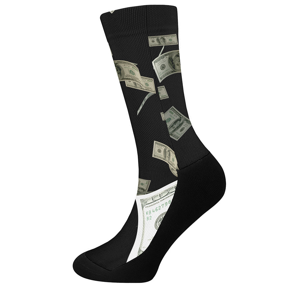 Flying US Dollar Print Crew Socks