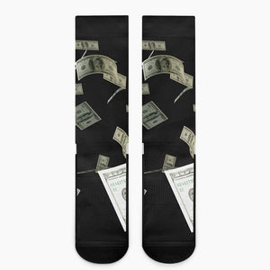 Flying US Dollar Print Crew Socks