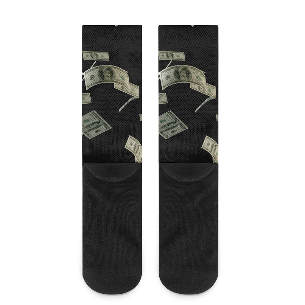 Flying US Dollar Print Crew Socks