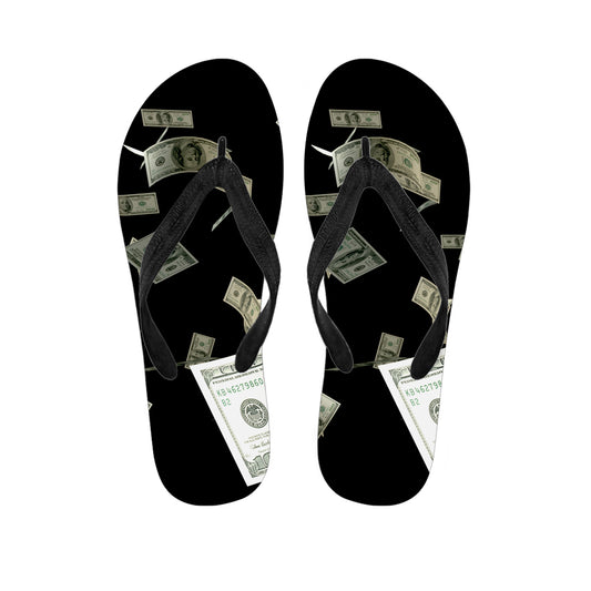 Flying US Dollar Print Flip Flops