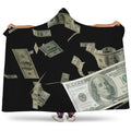 Flying US Dollar Print Hooded Blanket