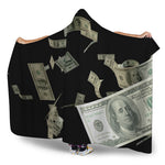 Flying US Dollar Print Hooded Blanket