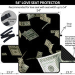 Flying US Dollar Print Loveseat Protector