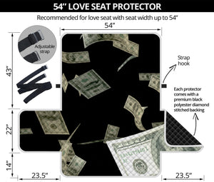 Flying US Dollar Print Loveseat Protector