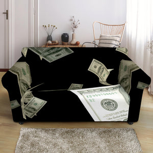 Flying US Dollar Print Loveseat Slipcover