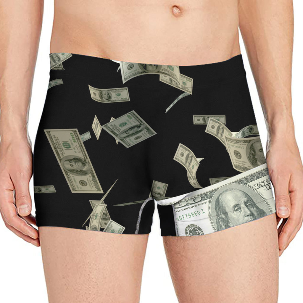 Flying US Dollar Print Men's Boxer Briefs