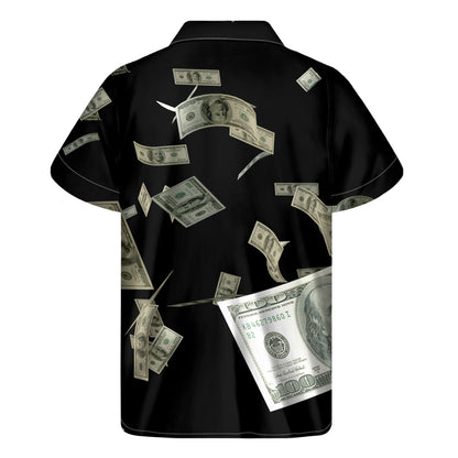 Flying US Dollar Print Men's Short Sleeve Shirt