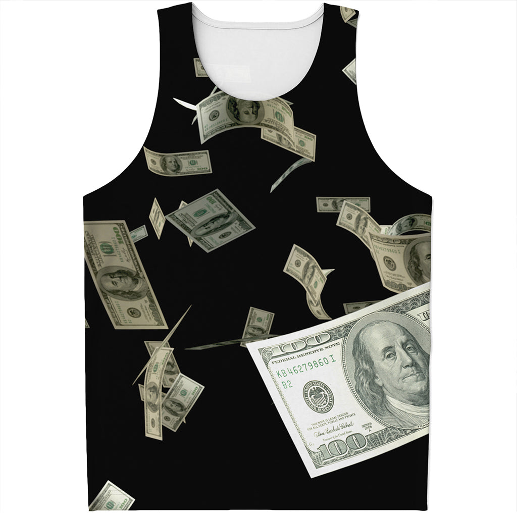 Flying US Dollar Print Men's Tank Top