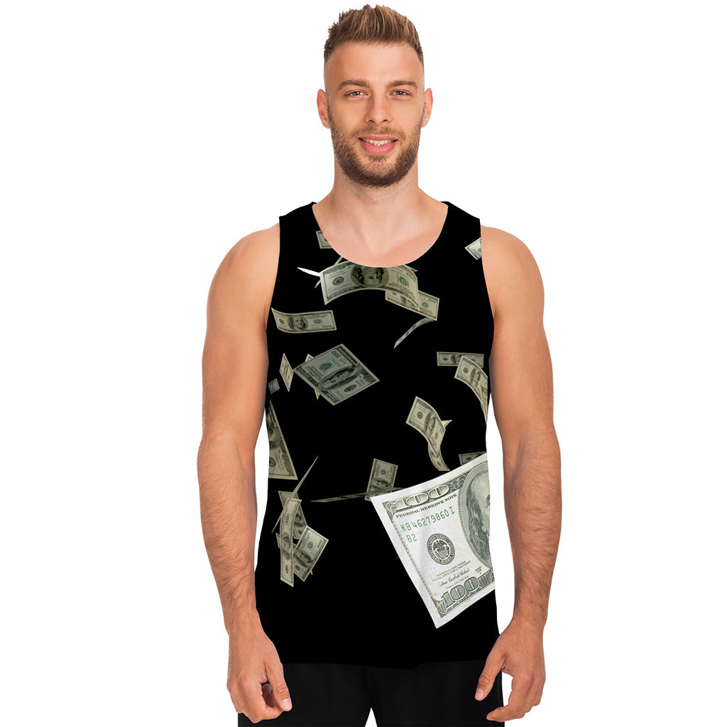 Flying US Dollar Print Men's Tank Top