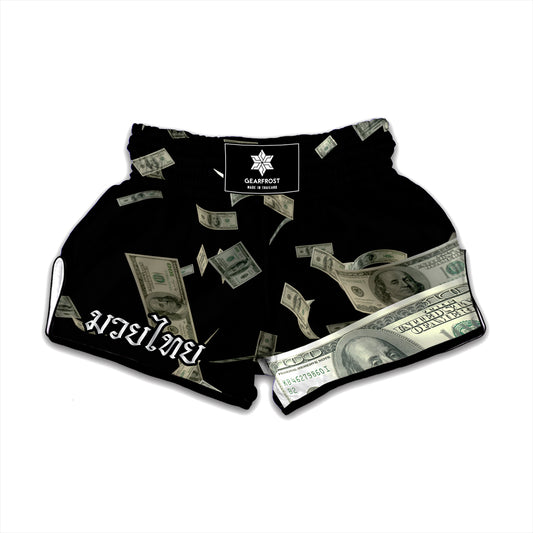 Flying US Dollar Print Muay Thai Boxing Shorts
