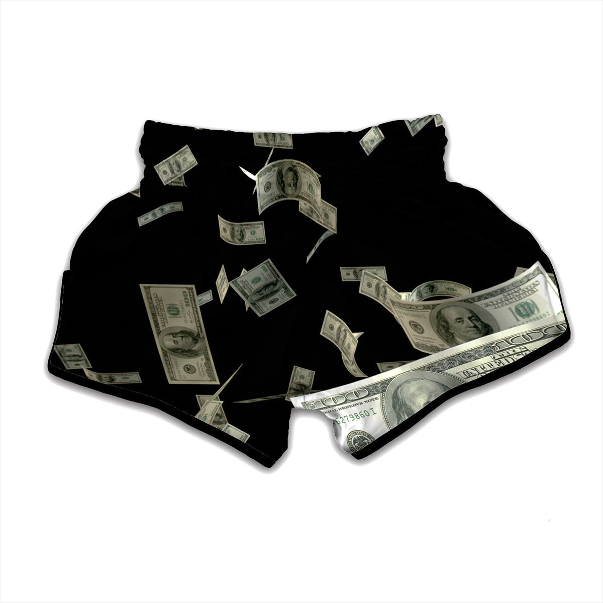Flying US Dollar Print Muay Thai Boxing Shorts