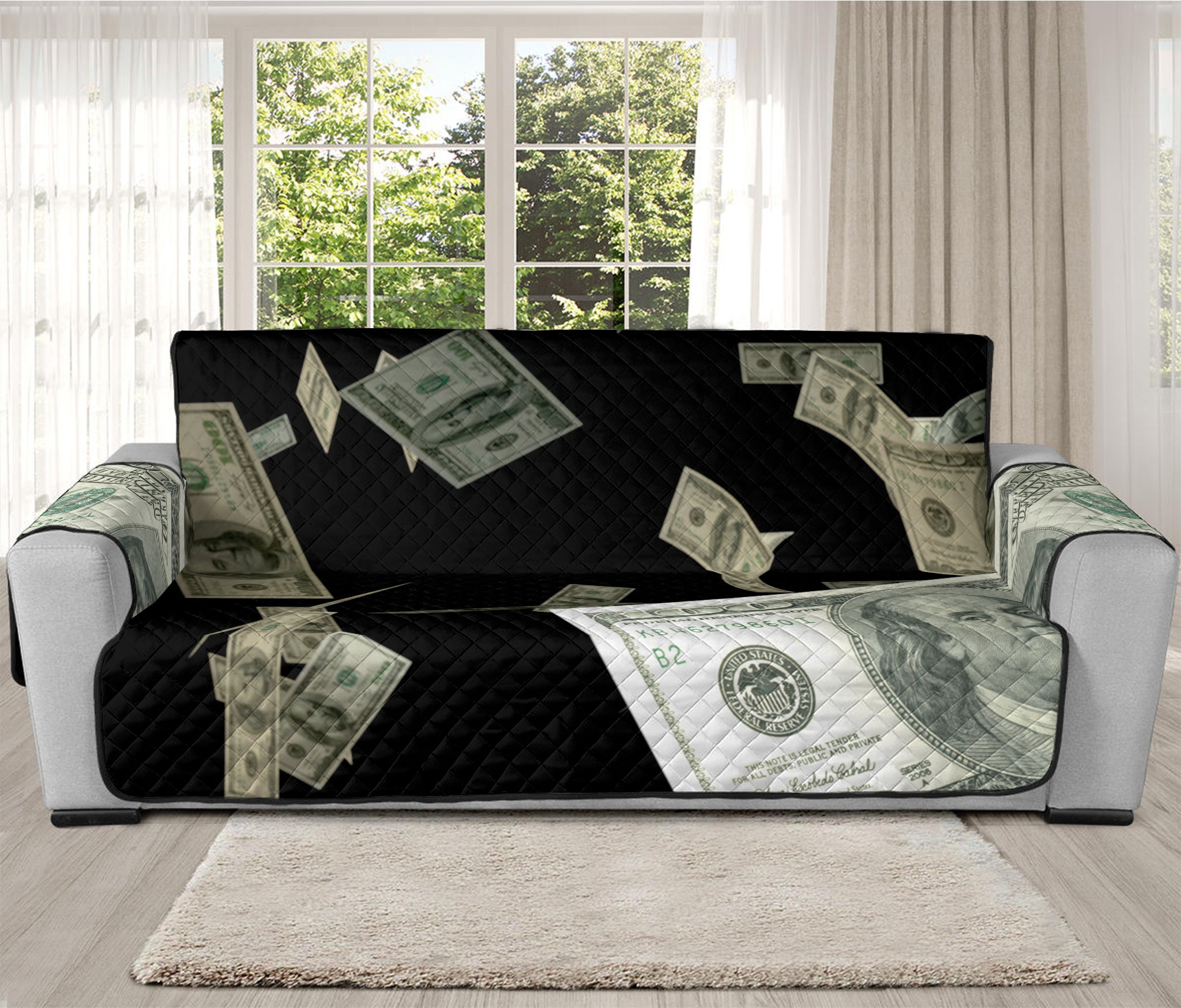 Flying US Dollar Print Oversized Sofa Protector