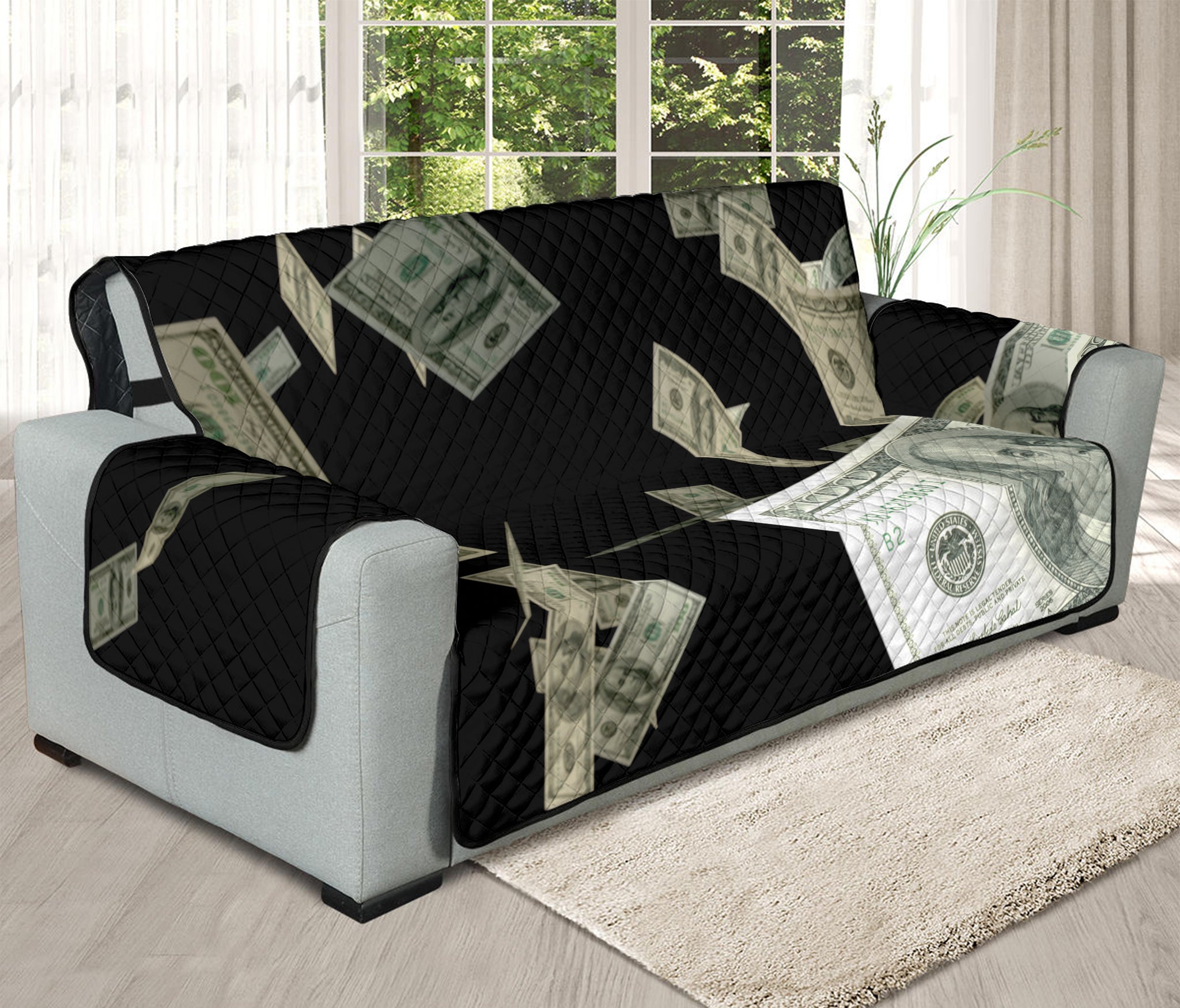 Flying US Dollar Print Oversized Sofa Protector