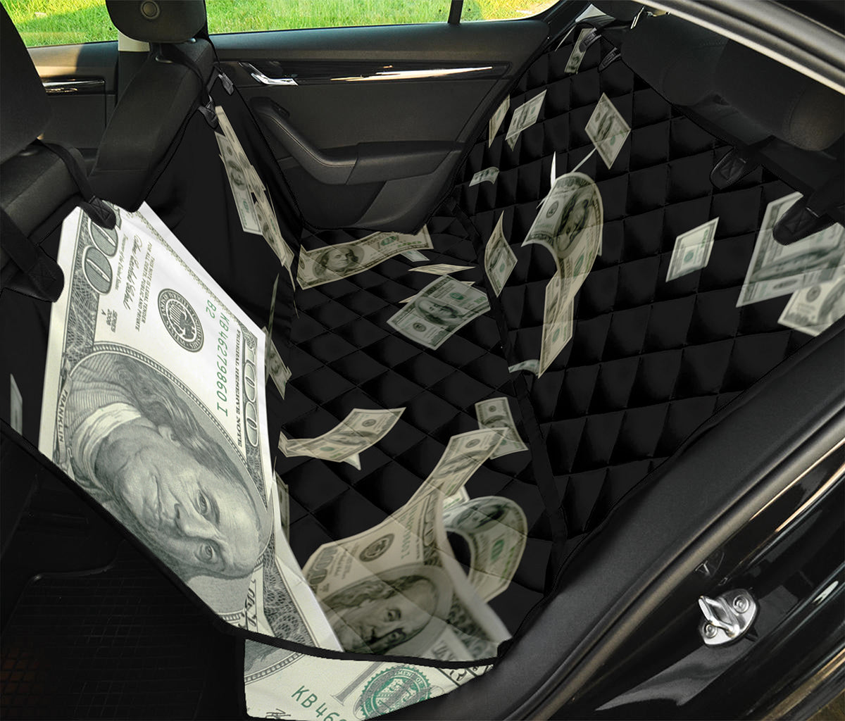 Flying US Dollar Print Pet Car Back Seat Cover