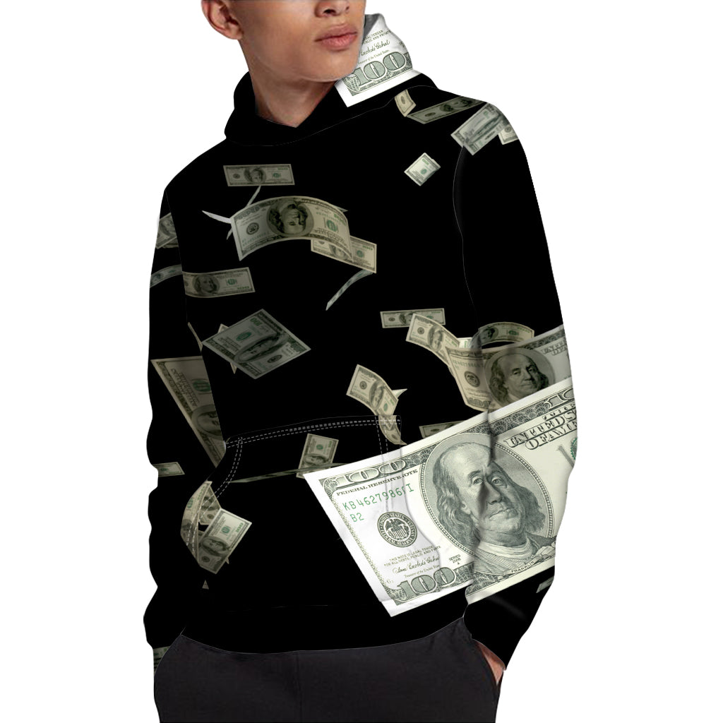 Flying US Dollar Print Pullover Hoodie