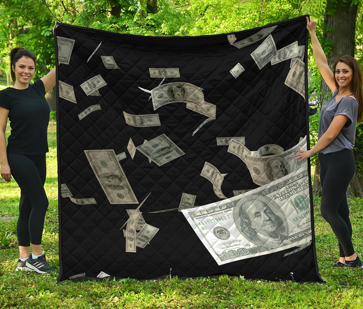 Flying US Dollar Print Quilt